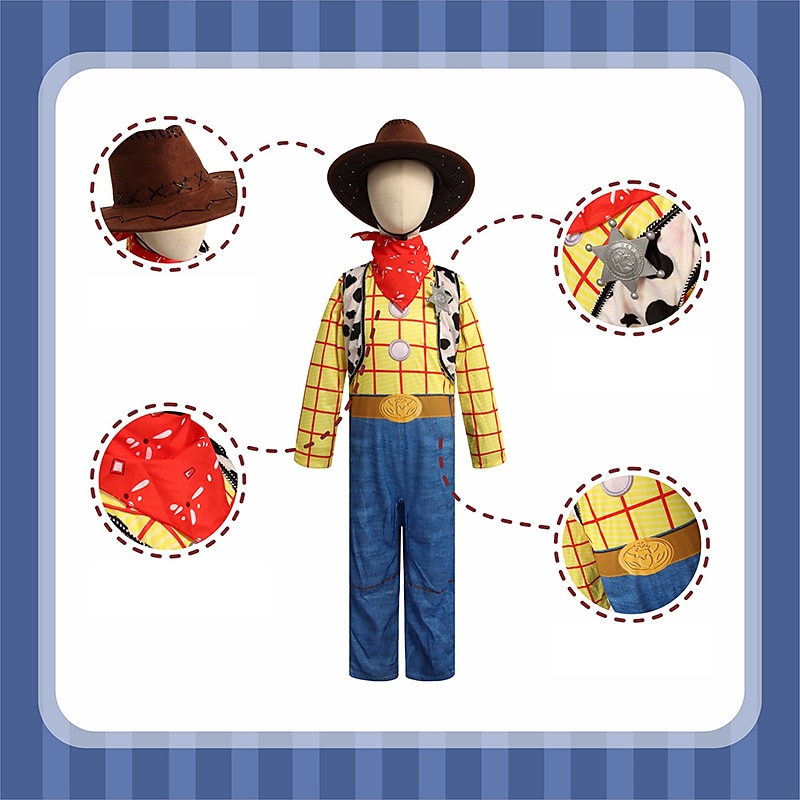 Toy Story Woody Tracy Cosplay Costume Halloween Group Family Costumes Kid's Boys Girls' Cosplay Halloween Halloween Carnival Masquerade Easy Carnival Costume4