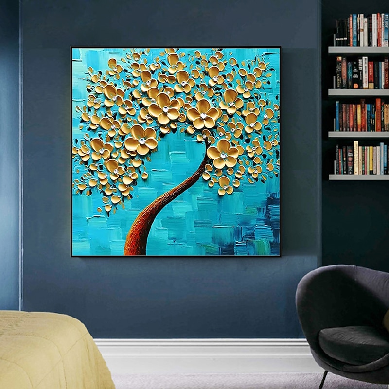 Mintura Handmade Thick texture Flowers Oil Paintings On Canvas Wall Art Decoration Modern Abstract Tree Picture For Home Decor Rolled Frameless Unstretched Painting4