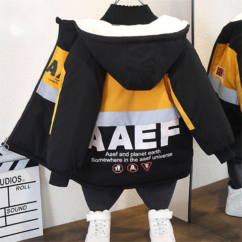 Kids Boys Fleece Jacket Hoodie Jacket Outerwear Graphic Color Block Number Long Sleeve Zipper Coat Outdoor Adorable Daily Automatic button velvet jacket black Large back pocket velvet jacket black3