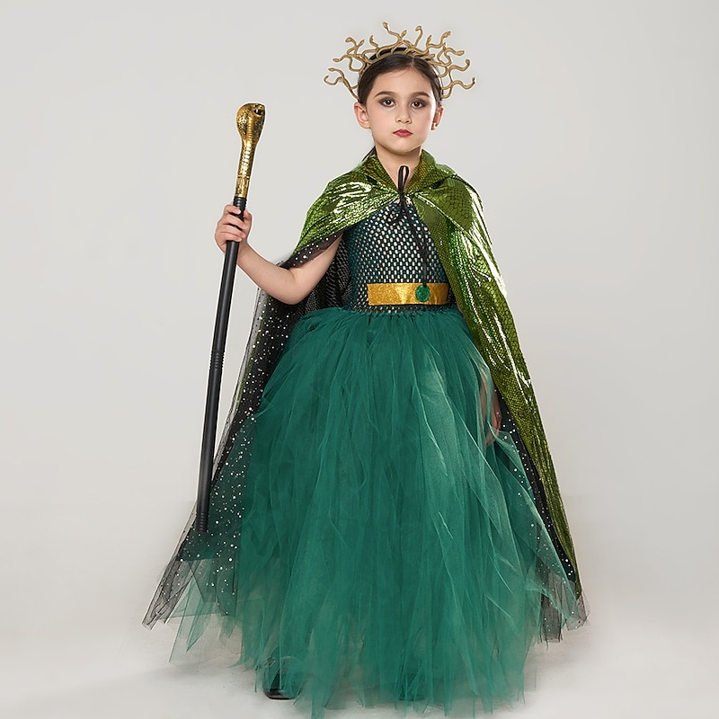 Medusa Halloween Dress Cosplay Costume Tutu Cosplay Kid's Girls' Carnival Masquerade Performance Party Halloween Easy Halloween Costumes Dress Up