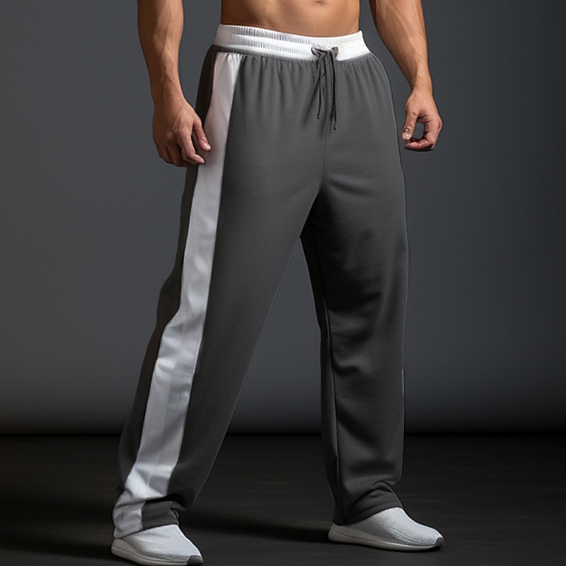 Men's Sweatpants Joggers Wide Leg Sweatpants Trousers Pocket Drawstring Elastic Waist Color Block Comfort Breathable Outdoor Daily Going out Fashion Casual Black Dark Gray2