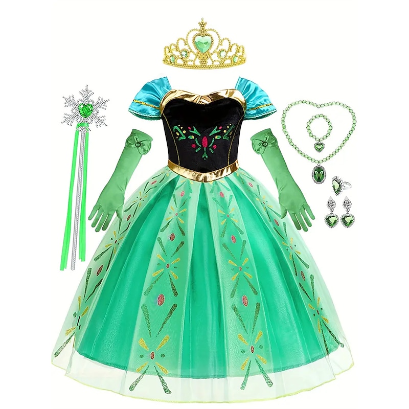 Frozen Fairytale Princess Anna Flower Girl Dress Theme Party Costume Tulle Dresses Cosplay Movie Cosplay for Girls' Kid's Carnival Masquerade Wedding Wedding Guest2