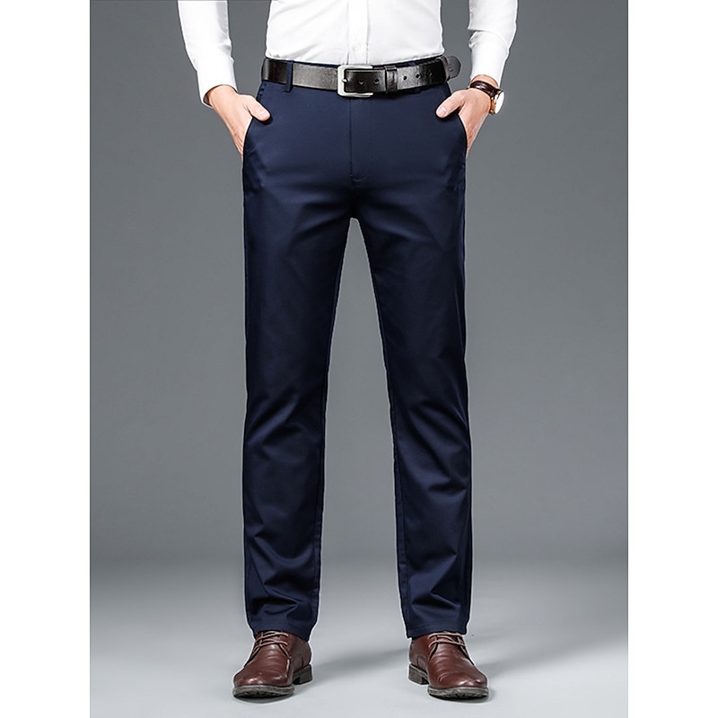 Men's Dress Pants Trousers Suit Pants Pocket Plain Comfort Breathable Outdoor Daily Going out Fashion Casual Black Royal Blue4