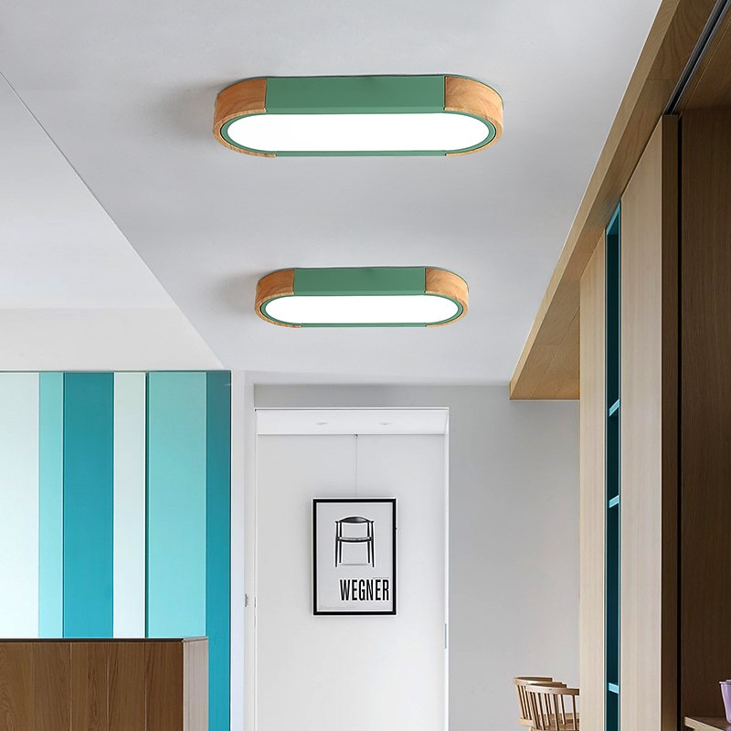 LED Ceiling Light Liner Wooden Decorative Ceiling Lamp 35/65cm Panel Living Room Bedroom Lamp 110-240V3