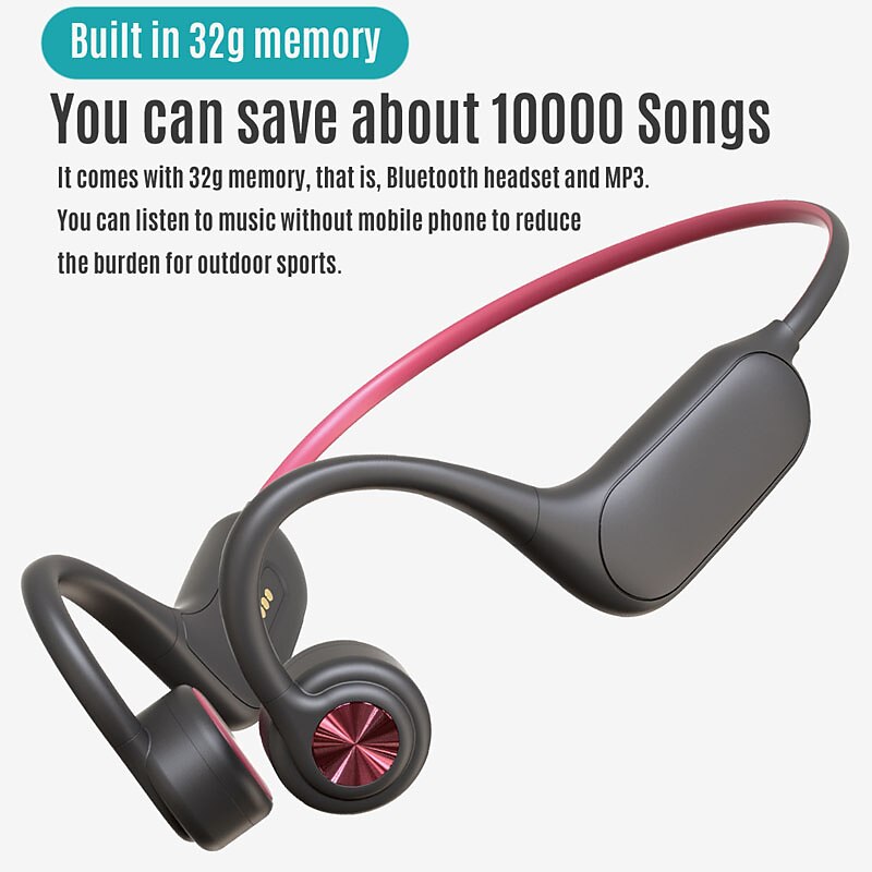 P8S Bone Conduction Headphone Bone Conduction Headphones Bluetooth 5.3 LED Light Sports Waterproof2