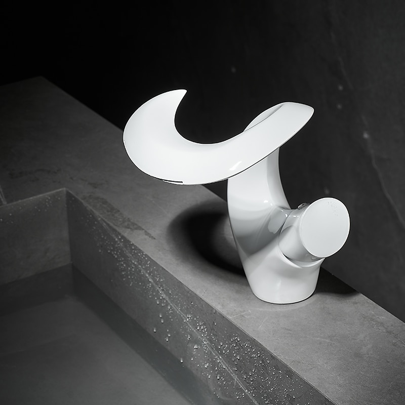 Bathroom Sink Faucet - Waterfall Painted Finishes Mount Outside Single Handle One HoleBath Taps3