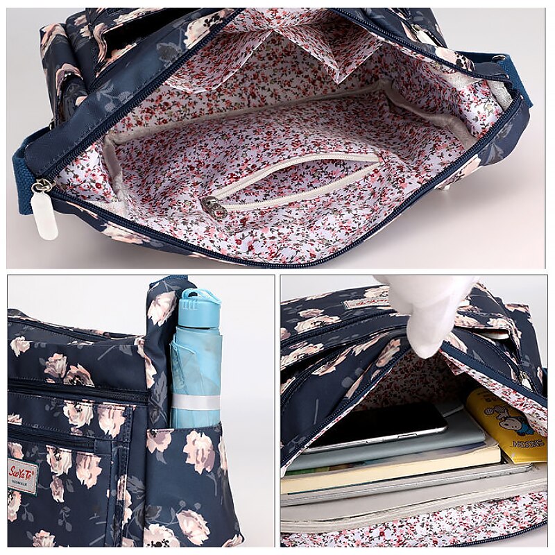 Women's Floral Print Crossbody Bag – Lightweight Water-Resistant Multi-Pocket Shoulder Bag for Daily Use3