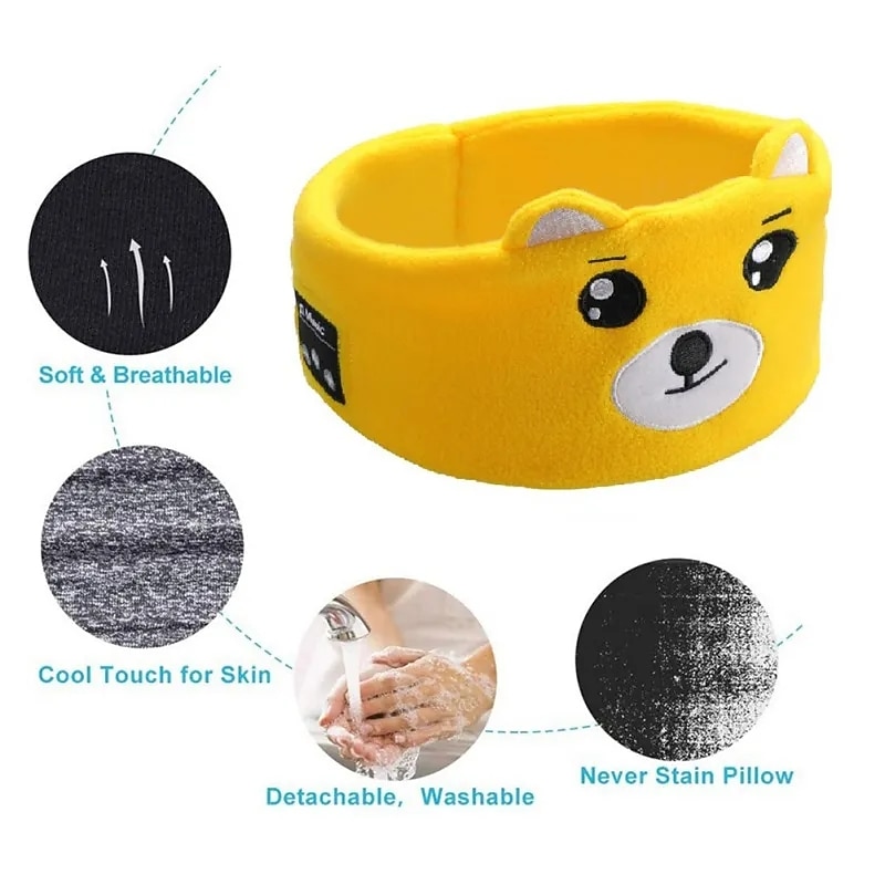 Soft Elastic Comfortable Wireless Music Earphones Animal Sleeping Headphones Eye Mask Bluetooth V5.0 Headphones Headband2