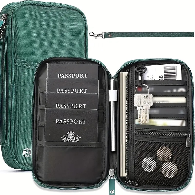 Travel Passport Wallet Family Passport Holder Trip Document Organizer Travel Accessories Document Bag Card Holder - Main Image