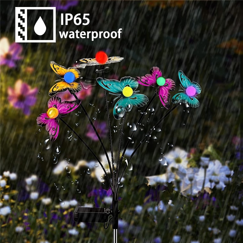 Solar Garden Lights Butterfly Garden Decor Landscape Solar Butterflies Swaying Lights Dance in Wind Stakes Yard Patio Lawn4