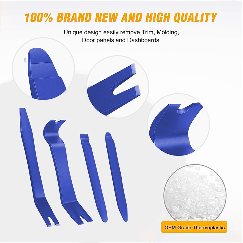 5Pcs Nylon Auto Trim Removal Tool Kit No-Scratch Pry Tool Kit for Car Door Clip Panel &amp; Audio Dashboard Dismantle Black3