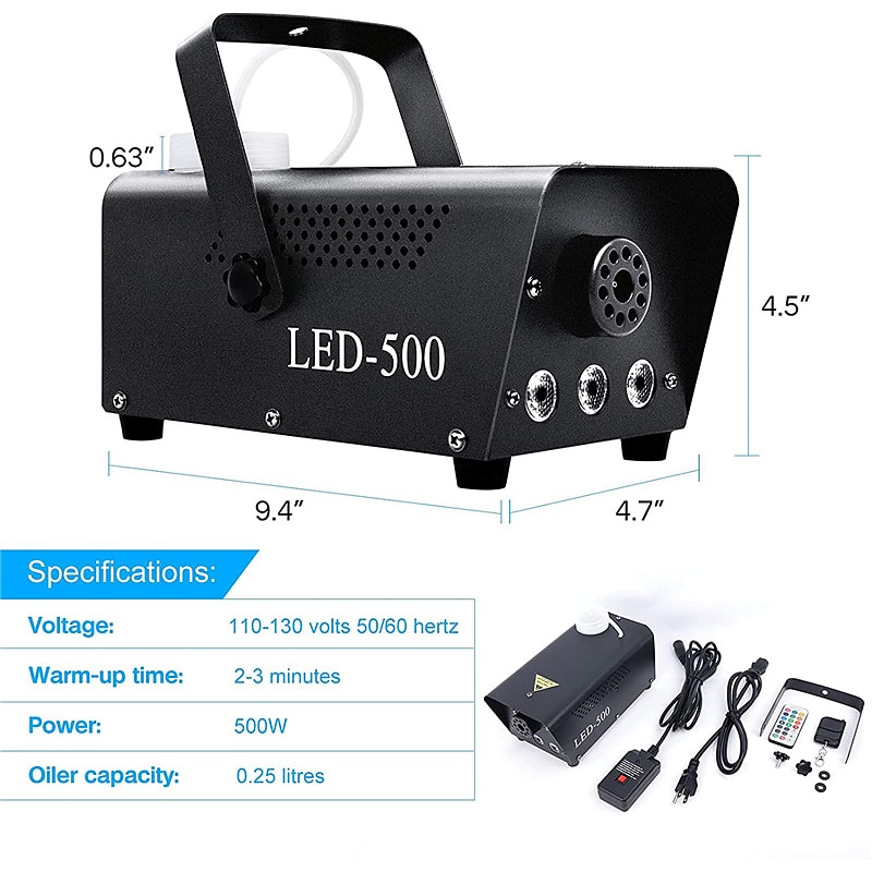 Fog Machine 500W Smoke Machine with LED Lights & Wireless Remote Control for Halloween Parties Decoration Holiday Events4