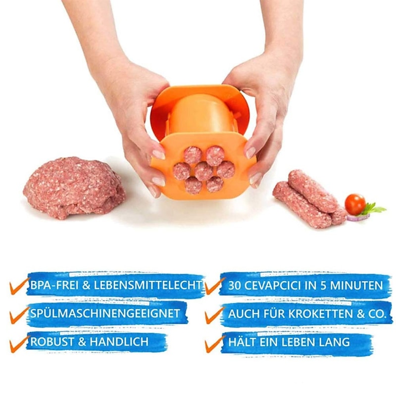 Manual Sausage Maker, One Press Cevapcici Sausage Meat Stuffer Filler, for Hand Operated Meat Grinder Food Grinder4