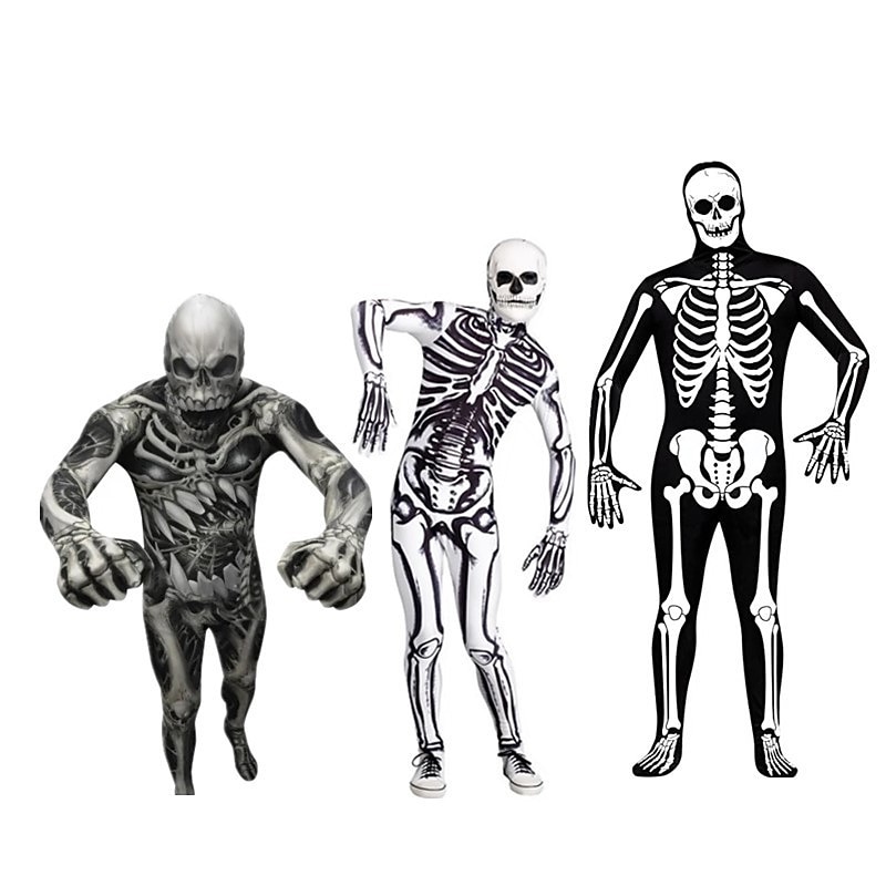 Skeleton Skull Zalgo Monster Halloween Cosplay Costume Bodysuits Carnival Costume Full Body Suit Cosplay Kid's Adults' Men's Boys' Carnival Masquerade Mardi Gras Performance Party Halloween Easy4