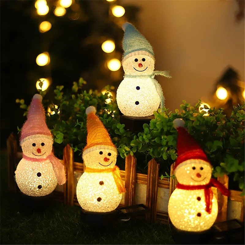 Snowman Solar Lamps Luminous Toys Christmas Ornament LED Lights For Home Party Garden Outdoor Decoration Kid Festival Gifts3