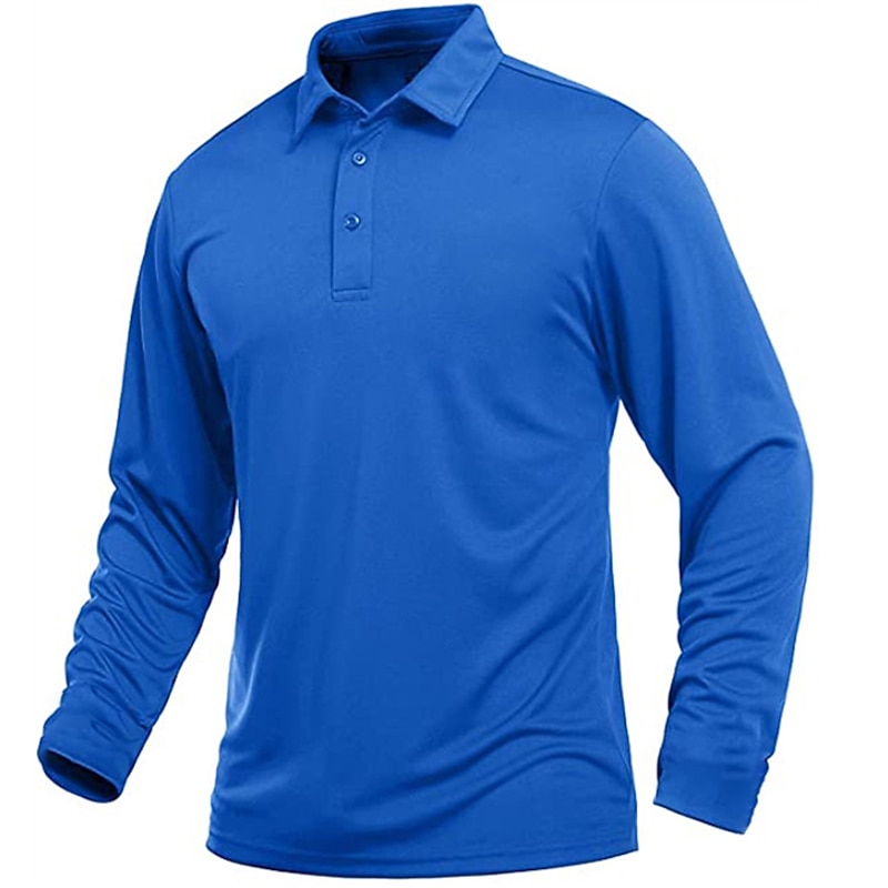 Men's Polo Shirt Golf Shirt Casual Daily Polo Collar Classic Long Sleeve Sports Fashion Solid Color Button Front Button-Down Spring &  Fall Regular Fit Black Blue Green Gray Polo Shirt2