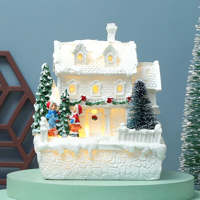 Luminous Small House White European Warm Light Small House Christmas Decoration Decoration Snowy House for Christmas Gifts2