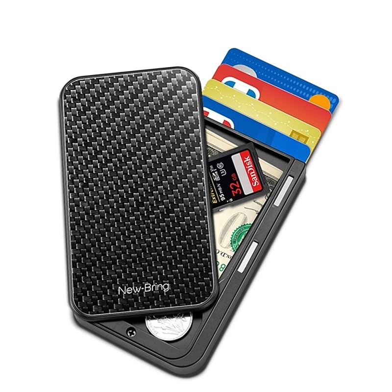 Card Holder Mens Purse Carbon Fiber Minimalist Rfid Wallets for Credit Cards Bank Business ID Card Holder Case Cards Boxs Change Coin Holders Metal Walet4