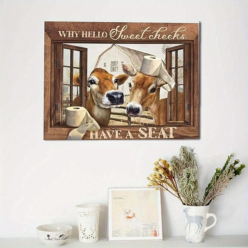 Animal Wall Art Canvas Bathroom Highland Cow Prints and Posters Pictures Decorative Fabric Painting For Living Room Pictures No Frame4