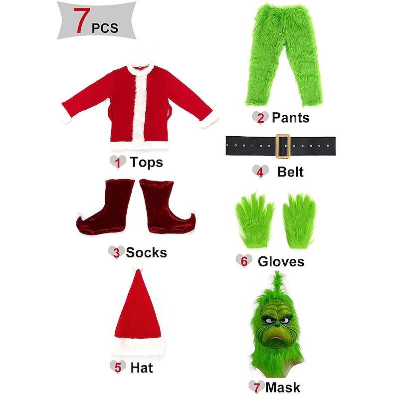 Green Monster Furry Outfits Cosplay Costumes Men's Christmas Halloween Carnival Christmas Eve Adults' Party & Evening New Year Eve Polyester2