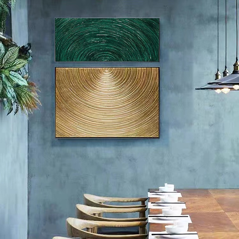 Gold Green Circles Handpainted Abstract Art 3D Textured Art Original Acrylic Painting Gold Leaf Wall Art Large Living Room Wall Decor (No Frame)4