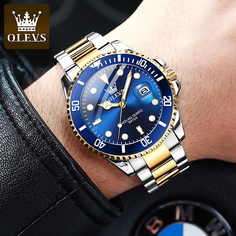 OLEVS Men Quartz Watch Minimalist Fashion Casual Wristwatch Luminous Calendar Waterproof Decoration Steel Watch2