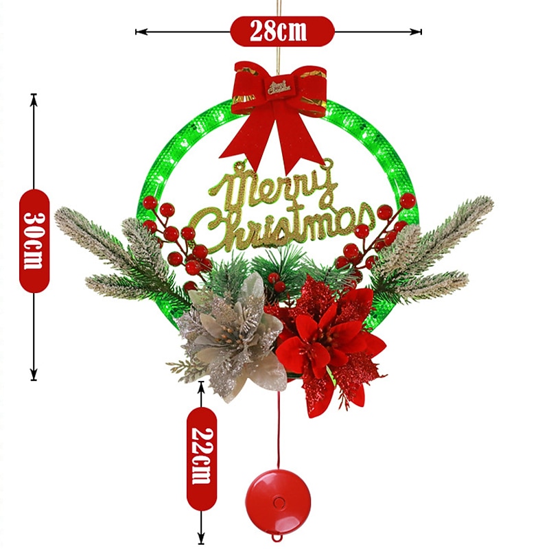LED Christmas Wreath Display Window Diy Accessories Rattan Pendant Christmas Lighting Red Fruit Hanging Ornament3