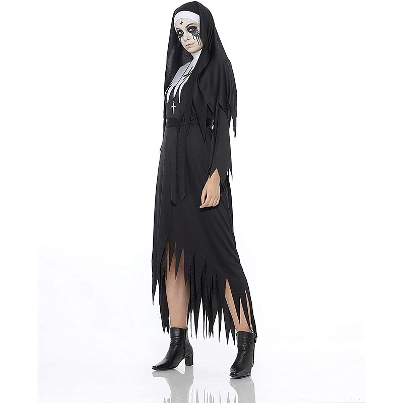 Nun Halloween Cosplay Costume Party Costume Outfits Scary Costume Adults' Women's Carnival Mardi Gras Performance Party Stage Easy Halloween Costumes Dress Up3