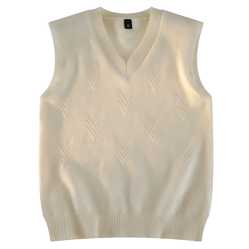 Men's Sweater Vest Pullover Sweater Jumper Jumper Ribbed Knit Regular Knitted Plain V Neck Modern Contemporary Work Daily Wear Clothing Apparel Winter Black White S M L2