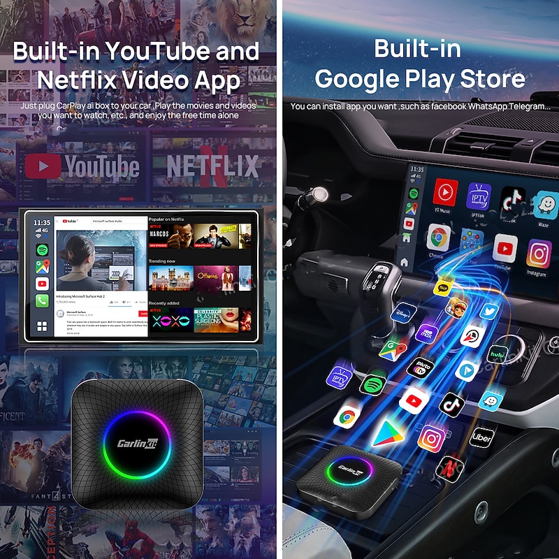Carlinkit Android 13 Carplay Box Wireless Android Auto Apple Car Play SM6225 Streaming Box 8-Core 4G LTE4