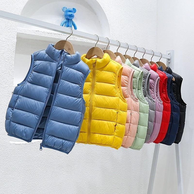 Kids Girls' Puffer Jacket Solid Color Active School Coat Outerwear 2-13 Years Fall Black Yellow Light Green2