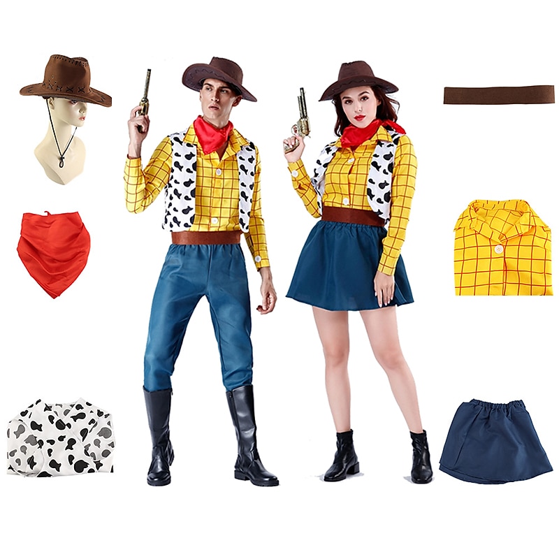 Toy Story Cowgirl Cowboy Woody Cosplay Costume Halloween Group Couples Costumes Adults' Men's Women's Cosplay Costumes Halloween Carnival Masquerade Easy Carnival Costume2