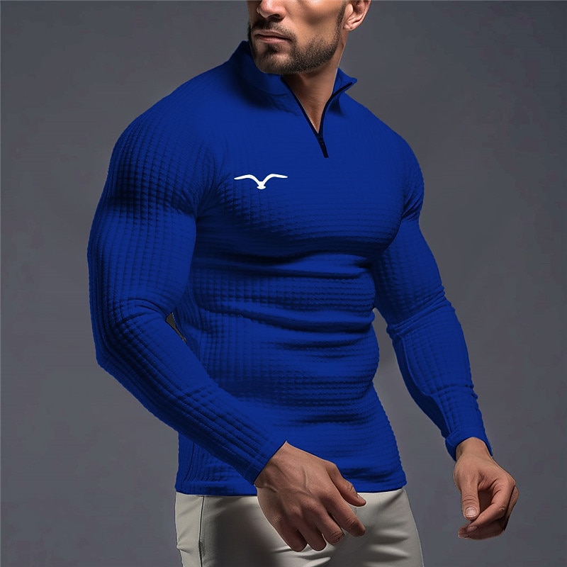 Men's Eagle Waffle Polo Shirts Zip Polo Golf Polos Shirts Long Sleeve Polo Shirts Zip Vintage Outdoor Casual Daily Streetwear 3D Print Fall & Winter Black White Wine4