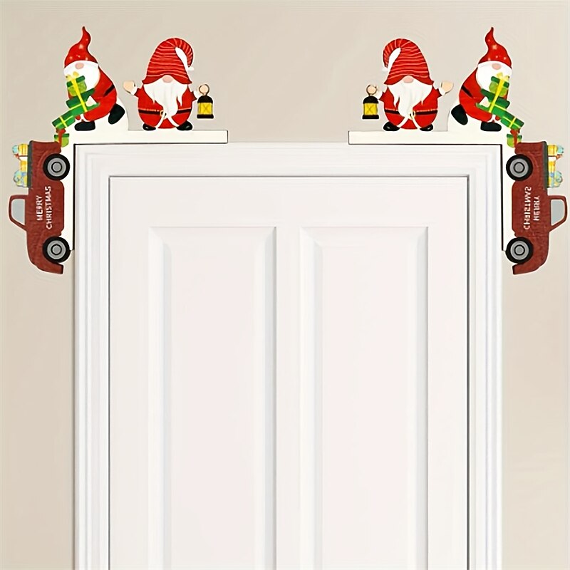 1set Festive Wooden Christmas Tree Decoration Props - 4 Styles for Table Door Frame and Corner - Santa Claus and Holiday Decor for Home and Room4