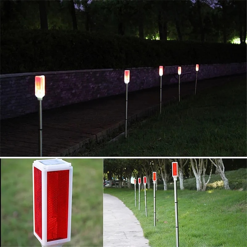 Outdoor Solar Roadblock Lamp 1/5pcs Benchmark Light Warning Light Traffic Road Obstacle Indicated Light Lawn LED Strobe Lamp Signal Lig3