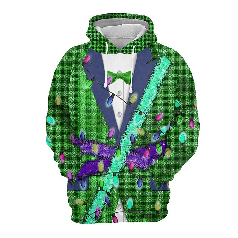 Christmas Men's Christmas Costume 3D Hoodies Graphic Prints Lanterns Daily Classic Casual 3D Pullover Holiday Lights Tuxedo Red Cotton4