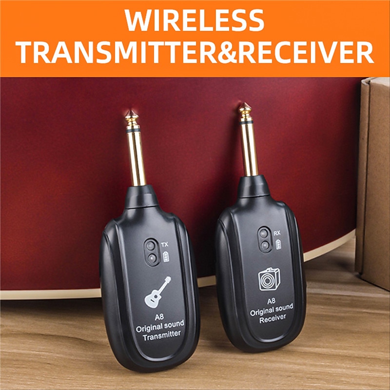 A8 UHF Wireless System Guitar Pickup Audio Transmitter Receiver for Electric Guitar Bass Violin Parts2
