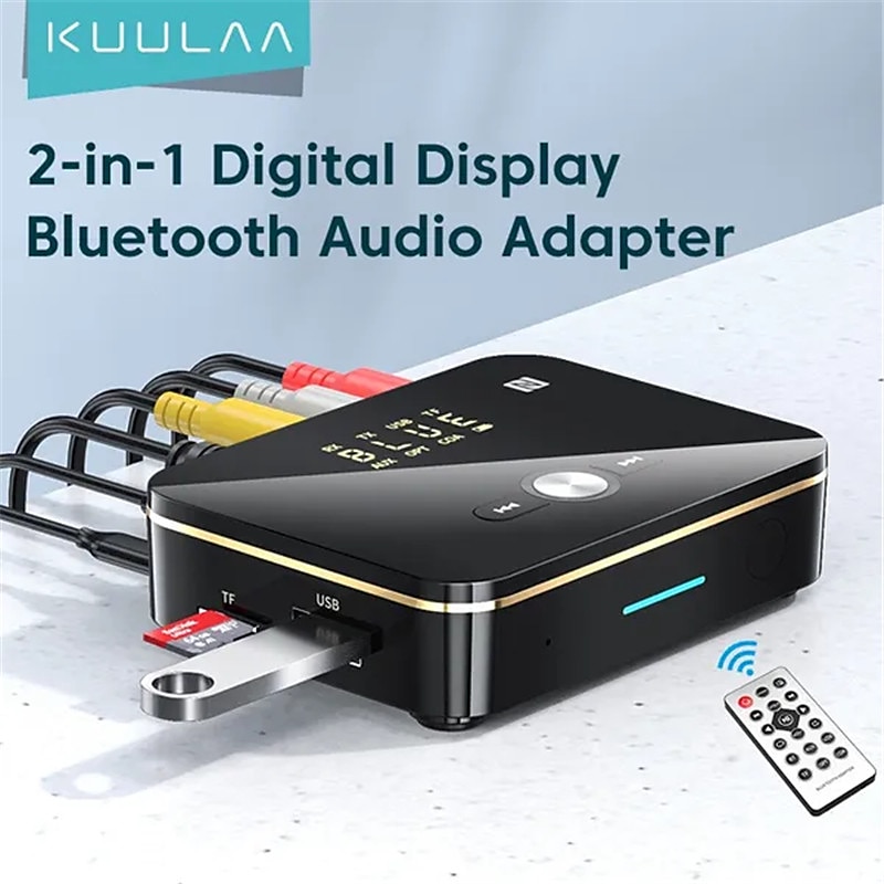 2in1 Bluetooth 5.0 Receiver Transmitter FM Stereo AUX 3.5mm Jack RCA Optical Handsfree Call NFC Wireless Bluetooth Audio Adapter TV