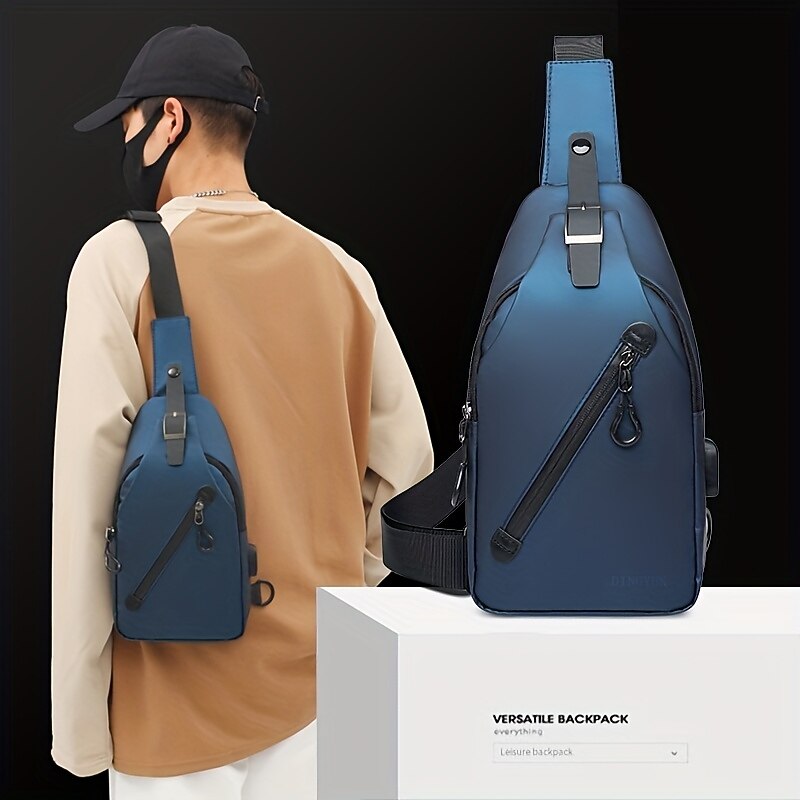 Anti-Theft Crossbody Sling Chest Bag - Waterproof, Scratchproof, Lightweight Shoulder Backpack with USB Charging Port, Ideal Gift for Men2