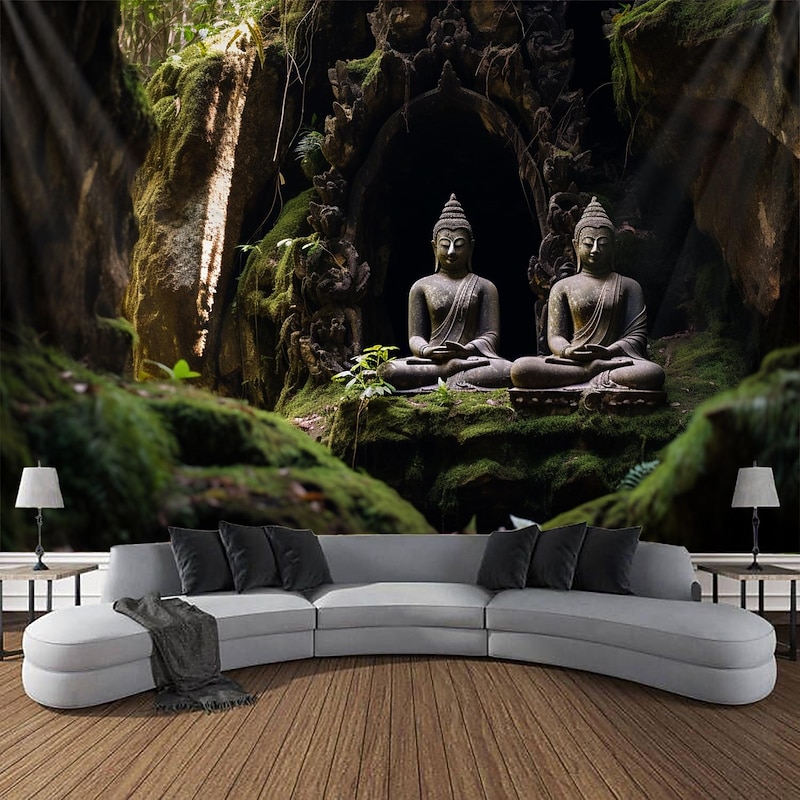 Buddha Landscape Boho Hanging Tapestry Wall Art Large Tapestry Mural Decor Photograph Backdrop Blanket Curtain Home Bedroom Living Room Decoration4