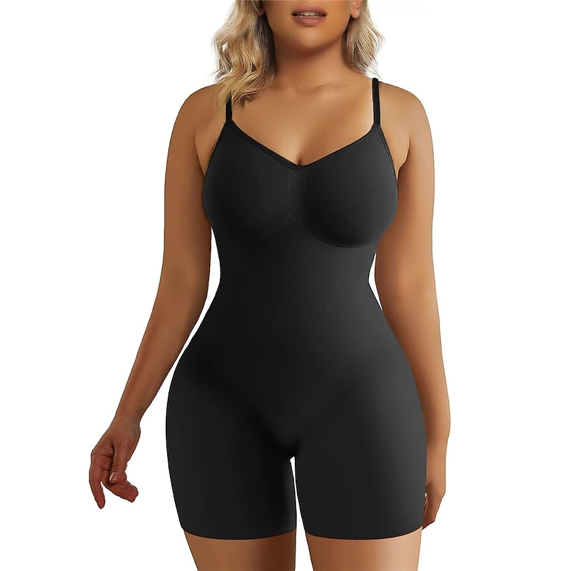 Women's Plus Size Bodysuits Body Shaper Pure Color Fashion Hot Vacation Gyms Nylon Breathable Straps Sleeveless Backless Summer Spring Home Outfits3