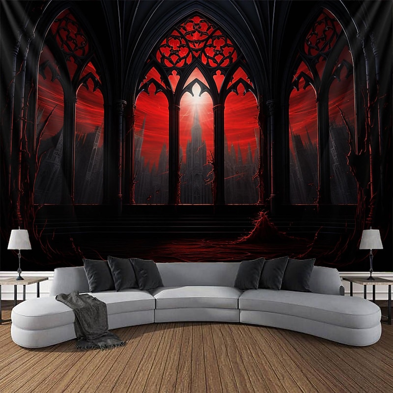 Halloween Wall Tapestries Castle Vintage Dark Punk Gothic Style Home Decor