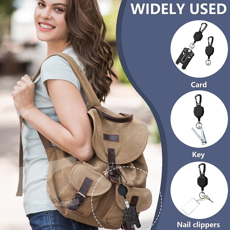 Retractable Heavy Duty Badge Reels With ID Badge Holder Tactical Id Card Holder Vertical Id Holder With Carabiner Keychain Badge Reel2