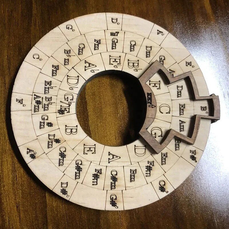 Wooden Melody Tool, Circle Wooden Wheel And Musical Educational Tool, Circle Of Fifths Wheel, Chord Wheel For Musicians, Musical Instruments Accessories, For Notes, Chords And Key Signature4