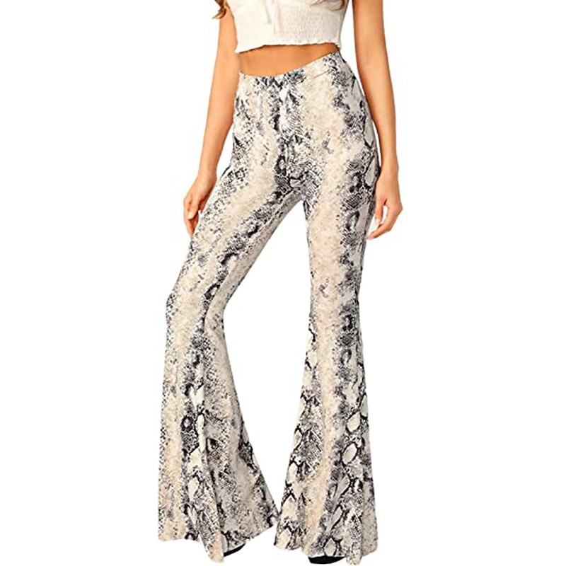 Women's Flare Leggings Fashion Streetwear Full Length High Waist Snake Print Printing Comfort Breathability Soft Micro-elastic Vacation Street Daily Print Fall Winter