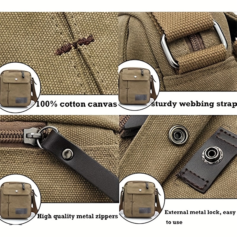 Men's Canvas Crossbody Shoulder Bag – Multi-Pocket Travel Messenger Bag with Zipper Compartments for Outdoor, Commuting, and Daily Use2
