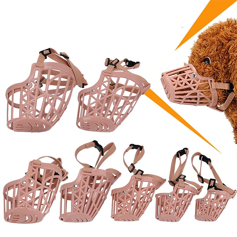 Plastic Mesh Dog Mouth Cover Adjustable Teddy Gold Hair Breathable Anti biting Anti barking Pet Mouth Cover