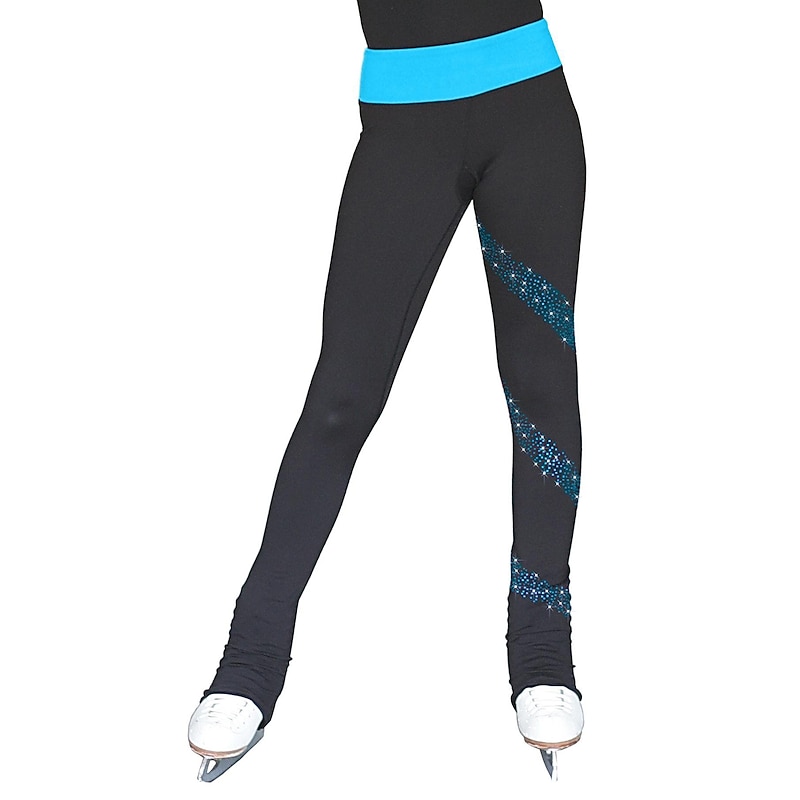 Figure Skating Pants Women's Girls' Ice Skating Bottoms Pink Blue Stretchy Training Competition Skating Wear Thermal Warm Crystal / Rhinestone Ice Skating Figure Skating2