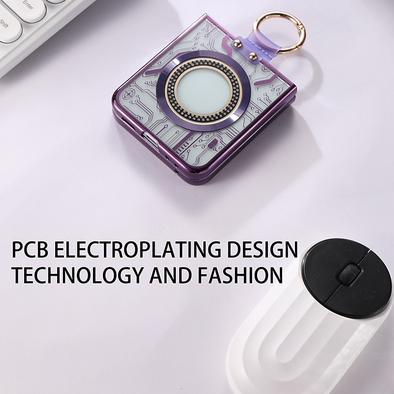 Phone Case For Z Flip 6 Z Flip 5 Back Cover Magnetic Adsorption With Magsafe with Stand Holder Ring Holder Full Body Protective Retro TPU Plating Metal2