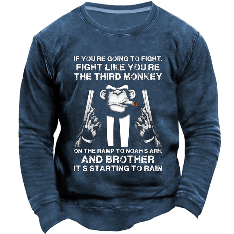 Men's Letter Graphic Prints Funny Sweatshirts Sweatshirt Pullover Long Sleeve Sweatshirt Crew Neck Cool Daily Classic 3D Print Holiday Going out Streetwear Print Spring &  Fall2